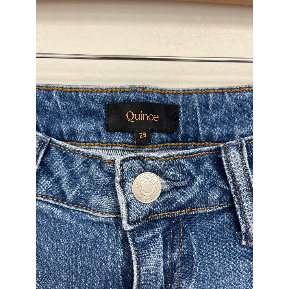 Quince Bella Stretch Barrel Jeans High Rise Atlantic Blue Organic Cotton Size 29 - Picture 6 of 11